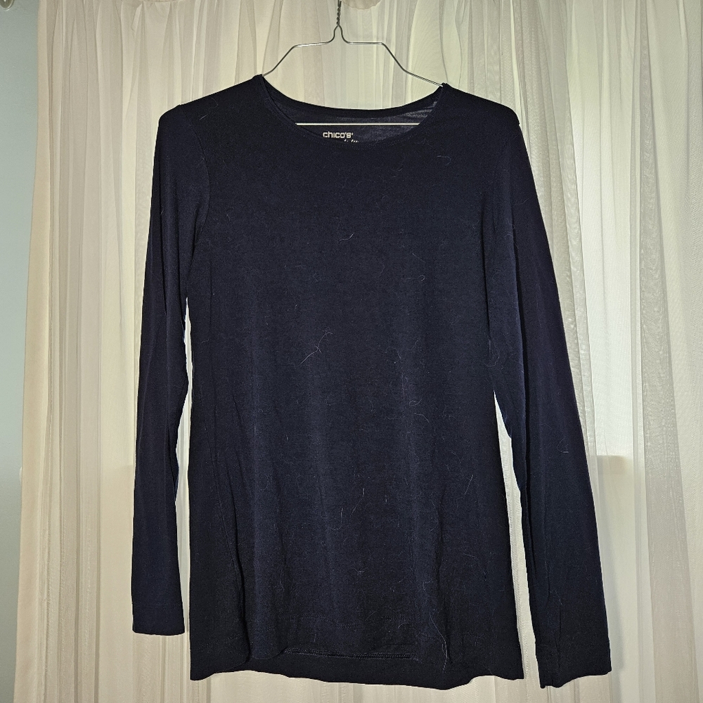 Chico's Deep Blue Long Sleeve Tee